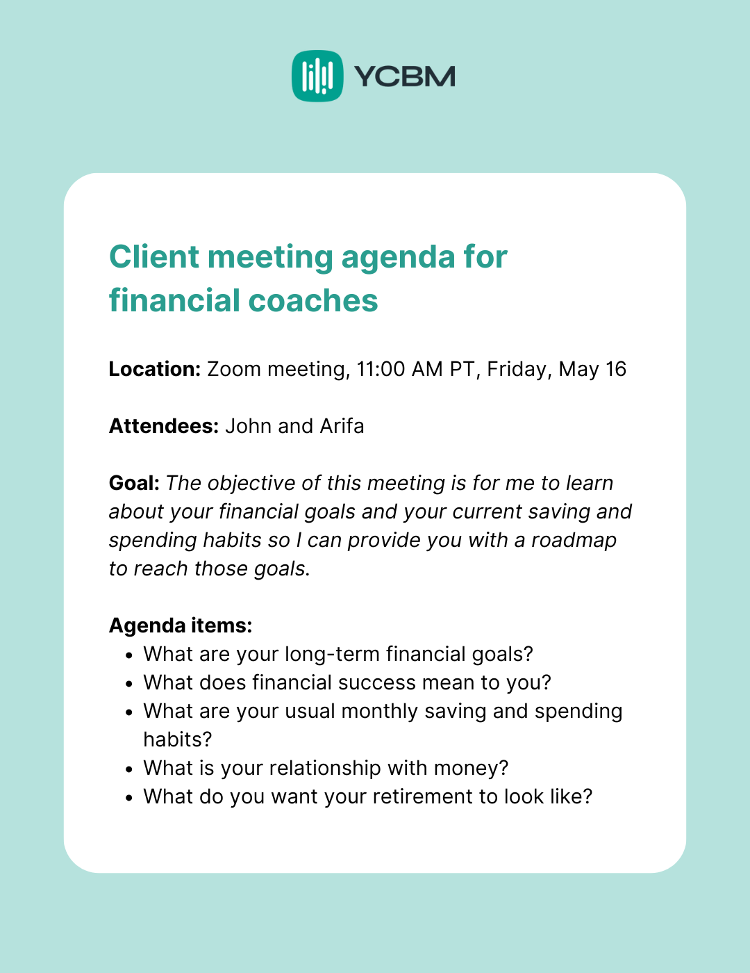 client meeting agenda for coaches template example