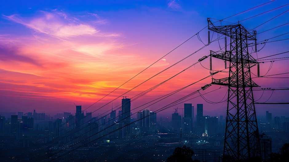Electricity connection: Power lines in a city