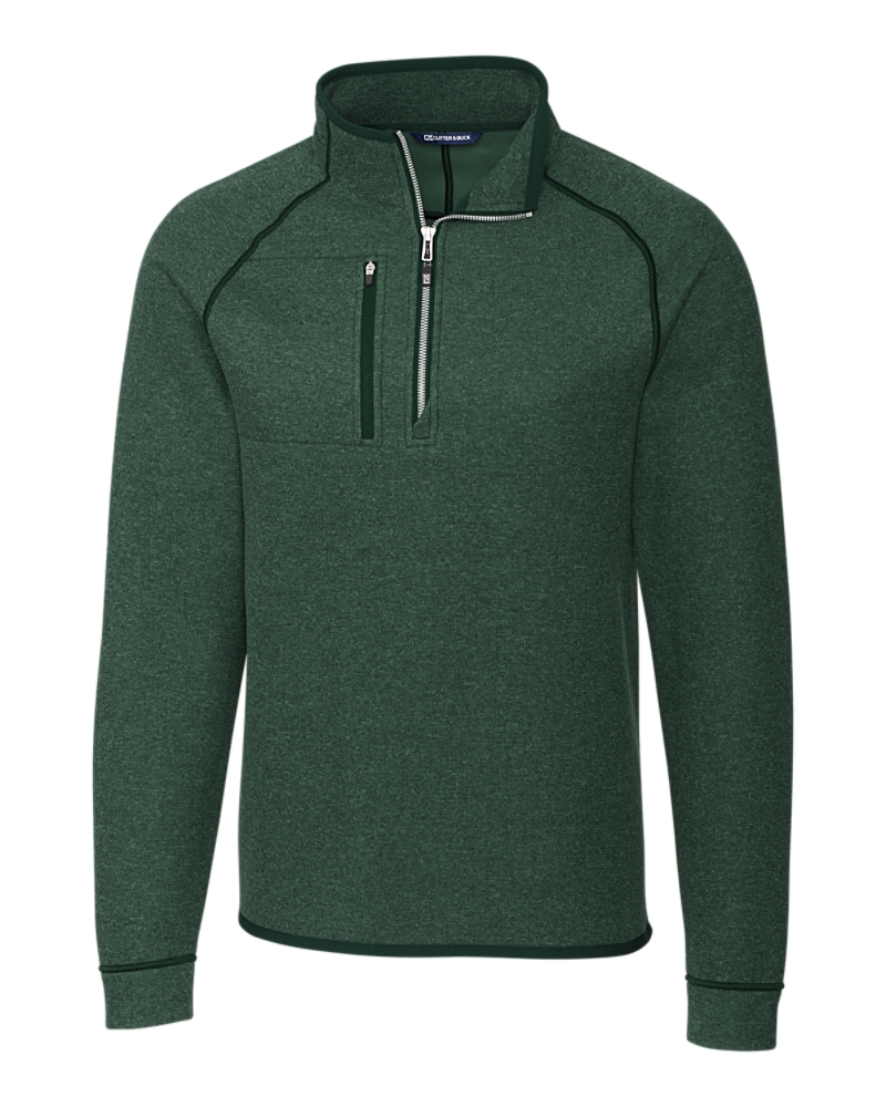 Cutter & Buck Mainsail Sweater-Knit Mens Half Zip Pullover Jacket in Hunter Green