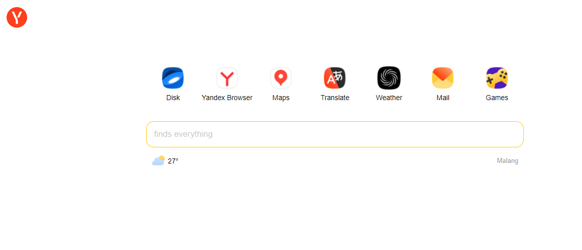  Illustration of Yandex Homepage.