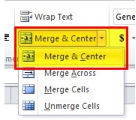 Merge Cells in Excel - Example 1 - Step 2