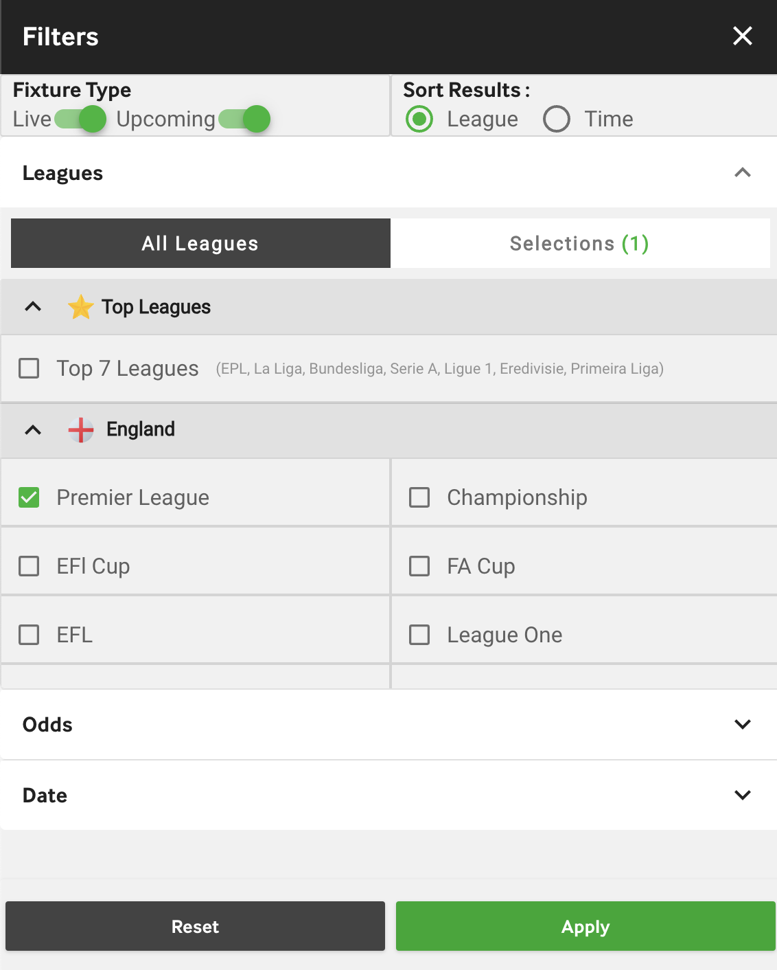 Betting options