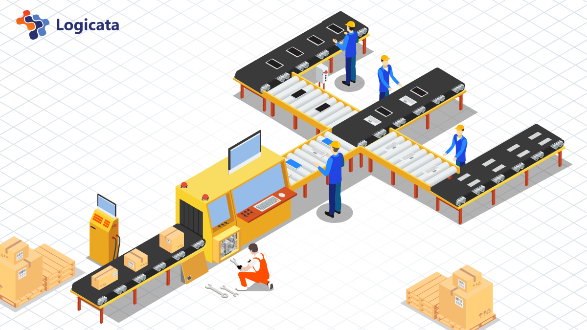 Developers are working on the assembly line to build components of the product, while DevOps engineers are building the assembly line to combine them into a final package.