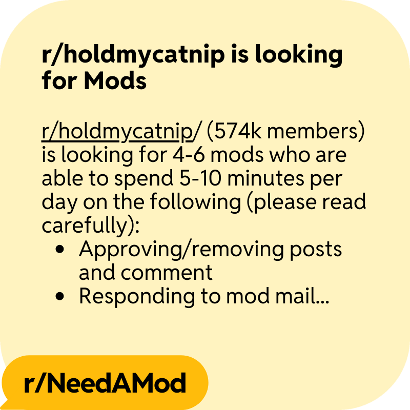how r/HoldMyCatNip recruits mods