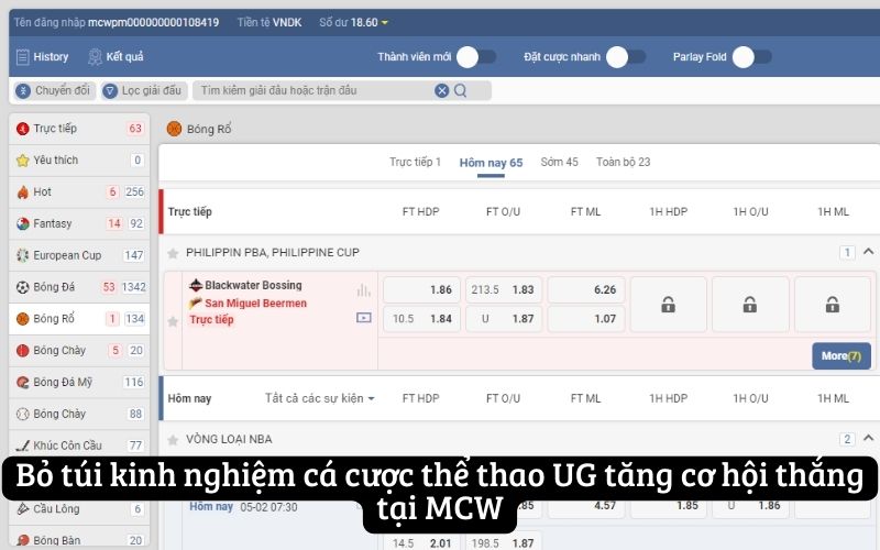 Bỏ túi kinh nghiệm cá cược thể thao UG tăng cơ hội thắng tại MCW