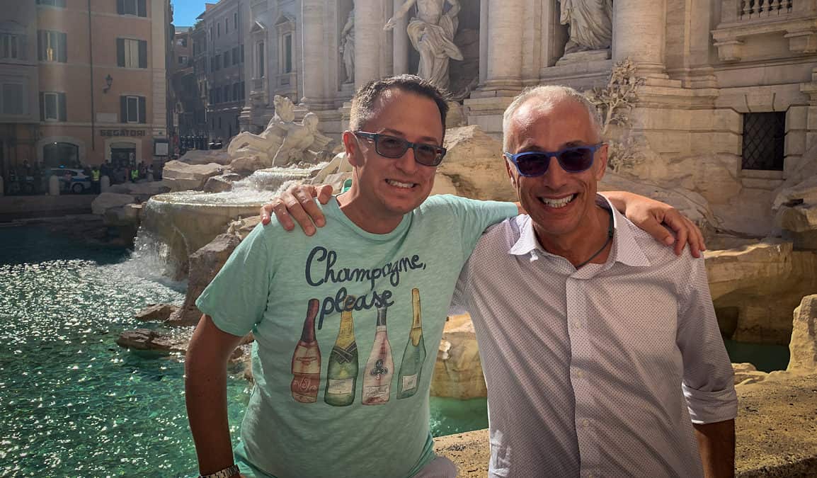 rick and andrea at the trevi fountain in rome