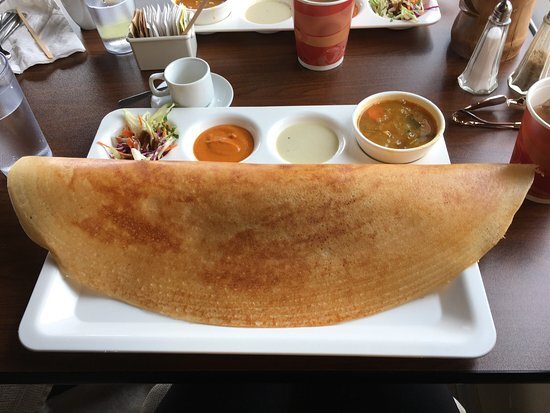 a chicken curry masala dosa at Dosa Crepe Cafe in Kelowna
