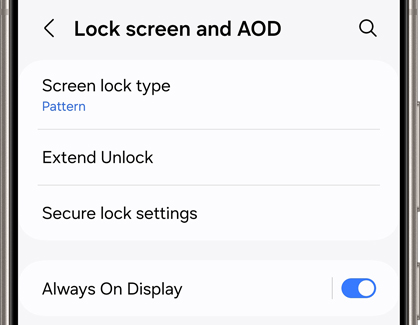 Lock screen and AOD settings on a Galaxy phone