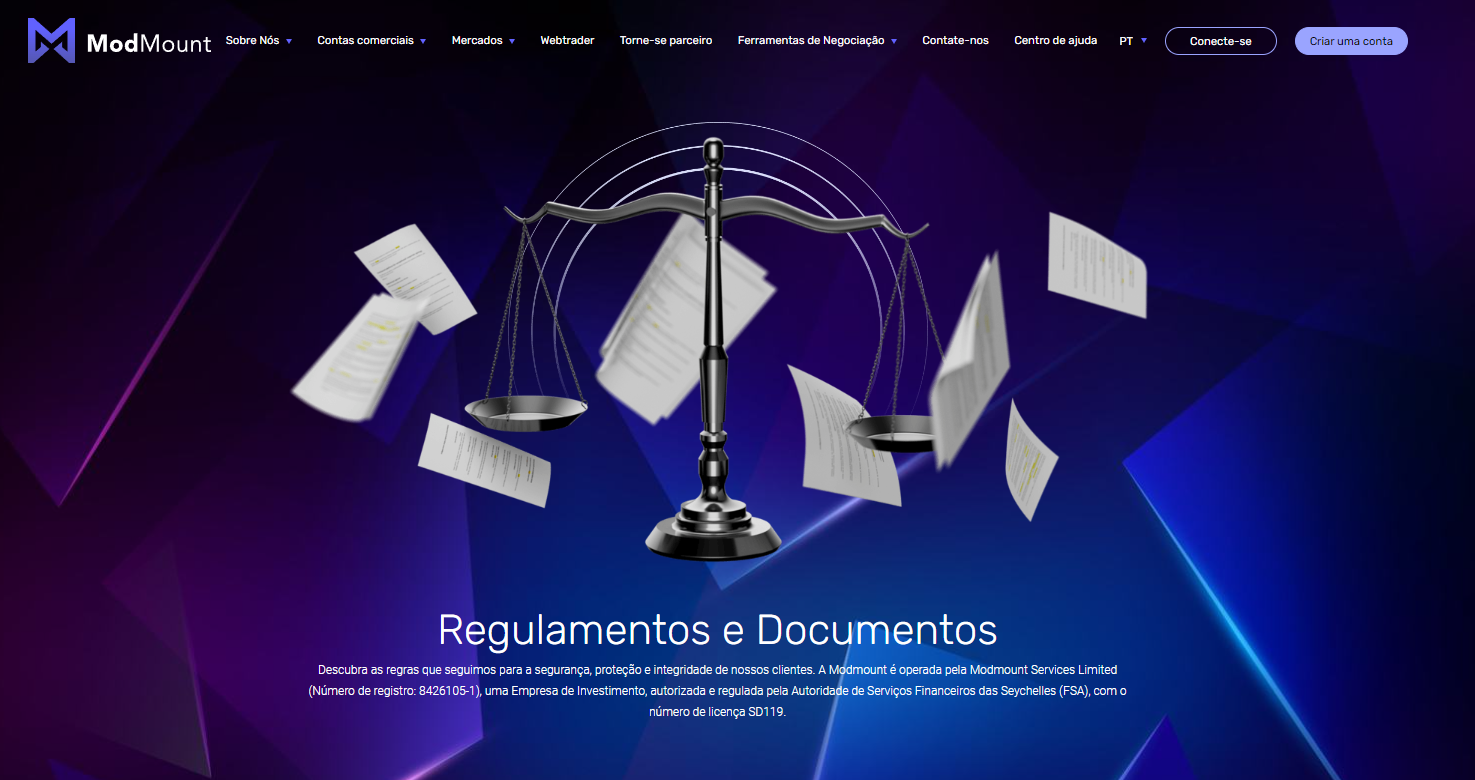 A Modmount é um corretor regulamentado e seguro, verifique os detalhes da regulamentação no site Legal