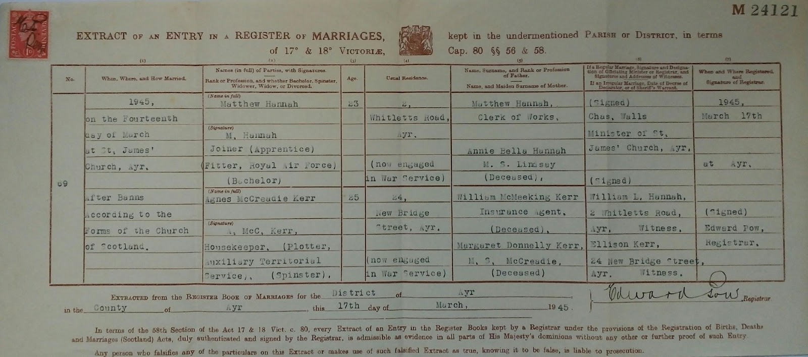 C:\Users\Main user\Pictures\Matt Hannah's Family\Hannah Certificates\Matthew Hannah and Agnes Kerr Marriage Certificate.jpg