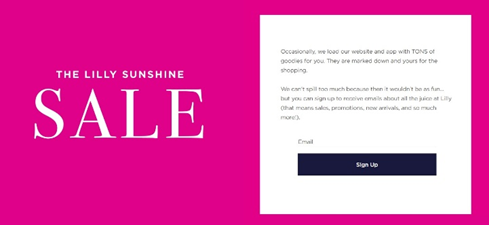 screenshot showing sunshine sale banner