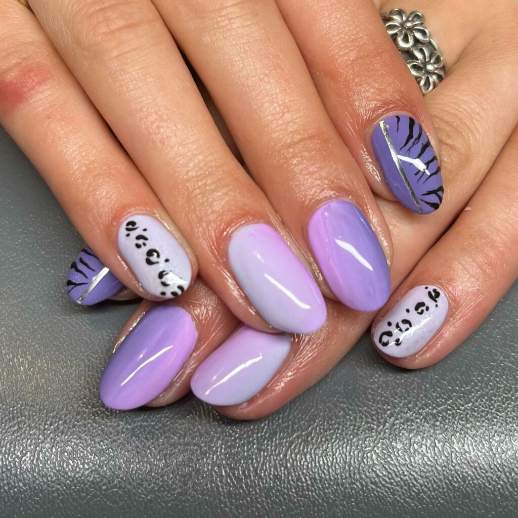 Animal Print Purple Ombre Nails