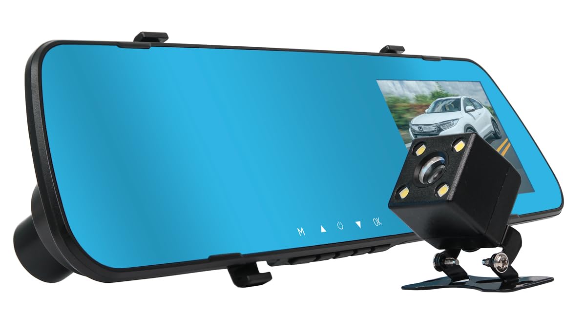 Kit Espelho Automotivo Retrovisor Full Hd 1080p LCD Estacionamento com Câmera Ré Colorida Usb Cartão Micro SD
