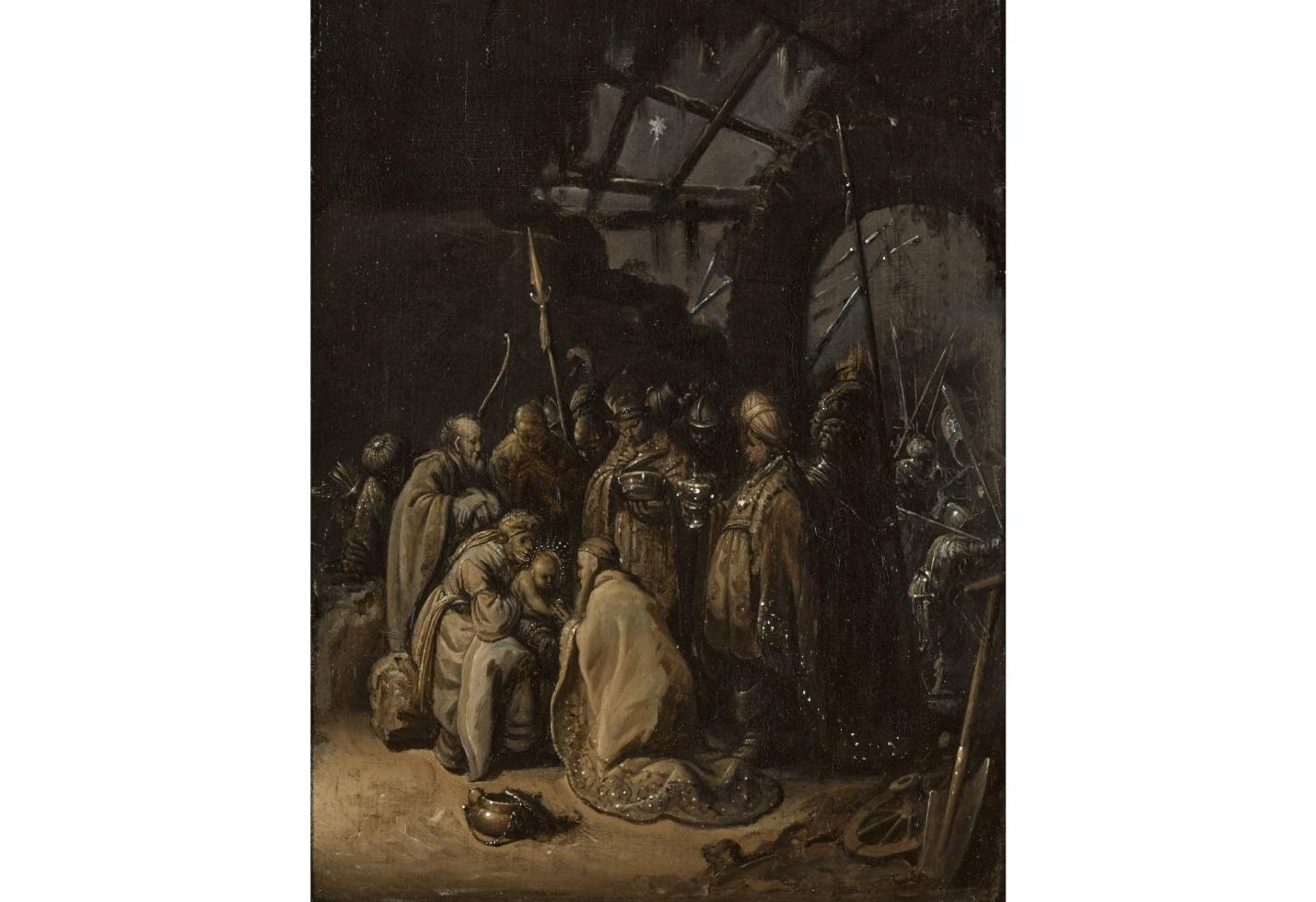 The oil on oak panel "The Adoration of the Kings" now attributed to Rembrandt.