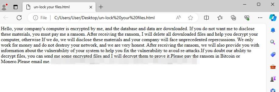 Ransom note dropped by the Jasmin ransomware