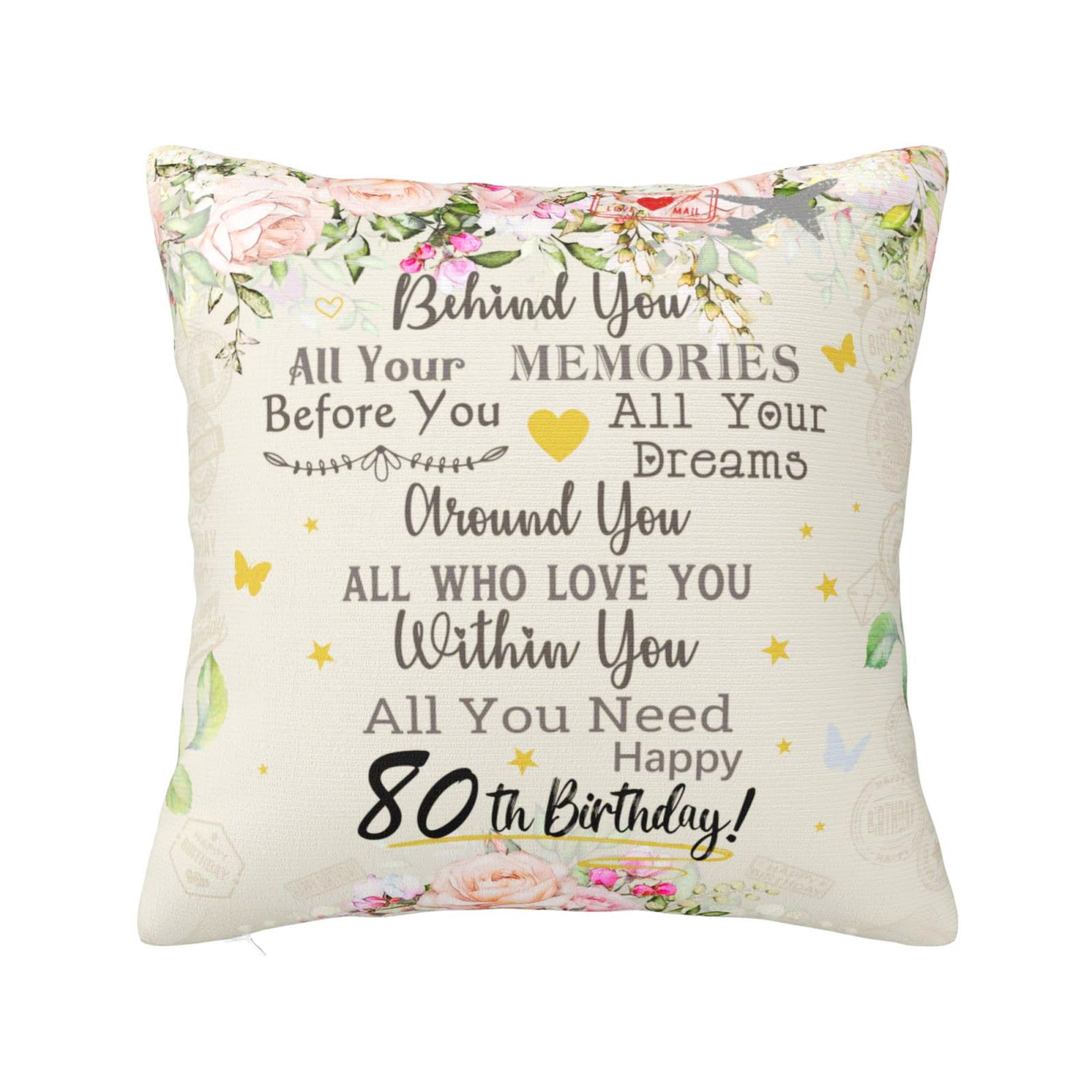 TRISG 80th Birthday Gifts for Women Pillow Covers