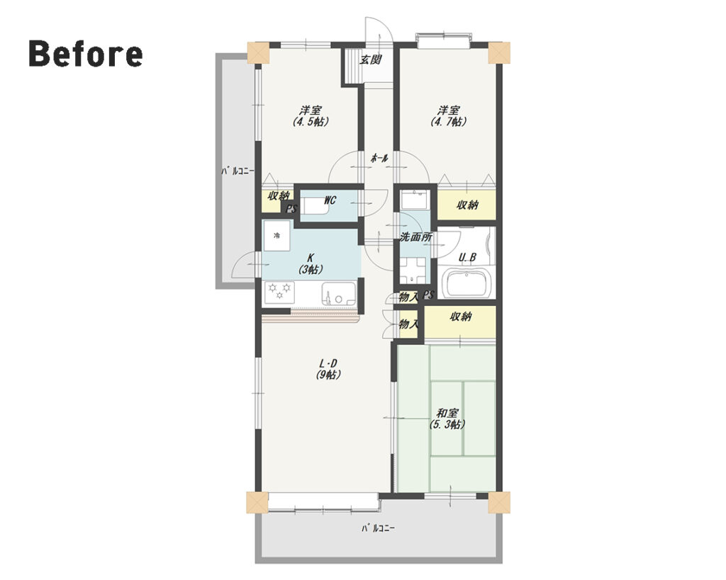 おしゃれなマンションリノベーションの間取り図before