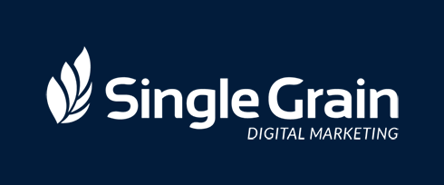 single grain digital marketing logo - there's a white leaf on the left side of a text field