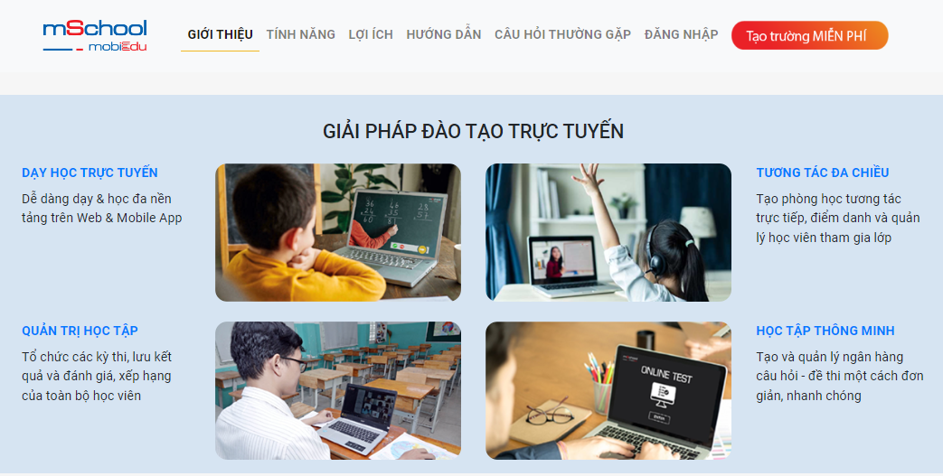 Giải pháp đào tạo trực tuyến mSchool của mobiEdu