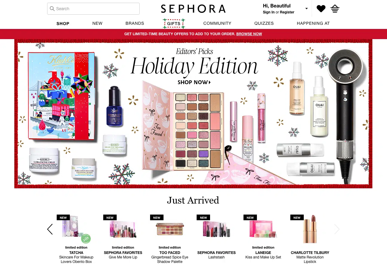 Sephora's personalization during christmas