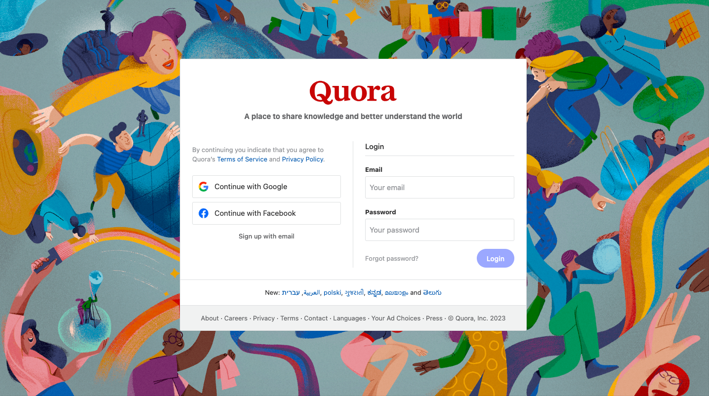 Quora dynamic website examples.