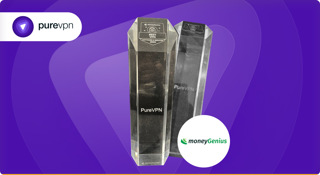 PureVPN wins the Best VPN Award for 2024 from moneyGenius