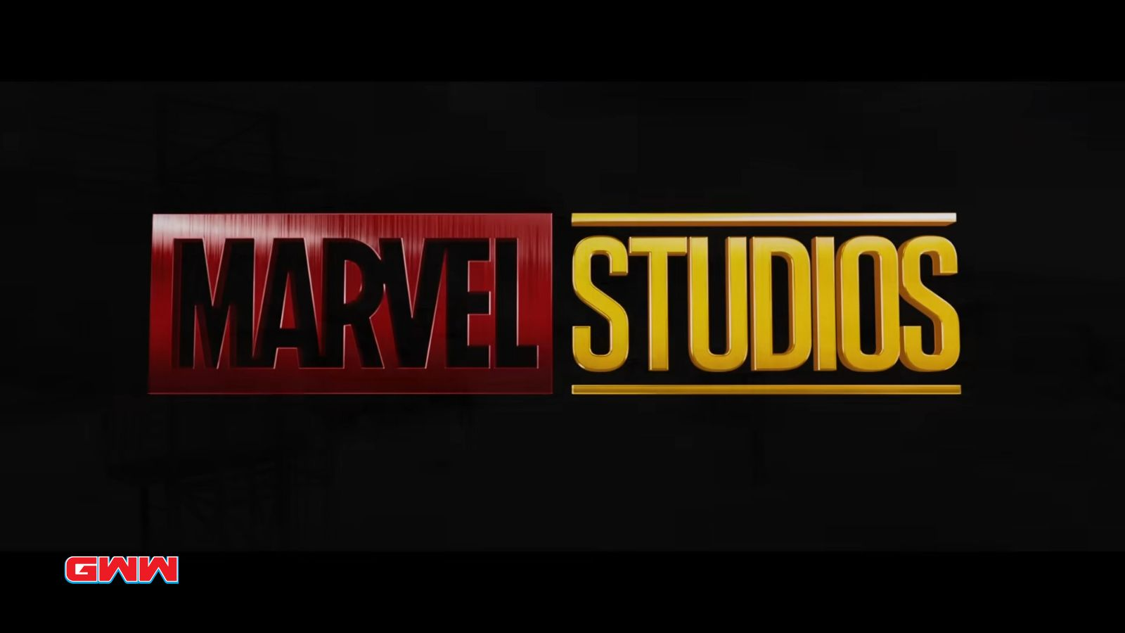 Red and gold "Marvel Studios" logo on a black background.