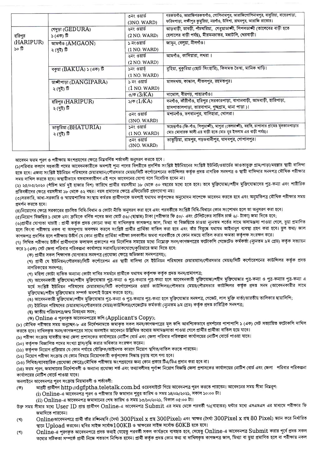 Family Planning Thakurgaon Job Circular 03