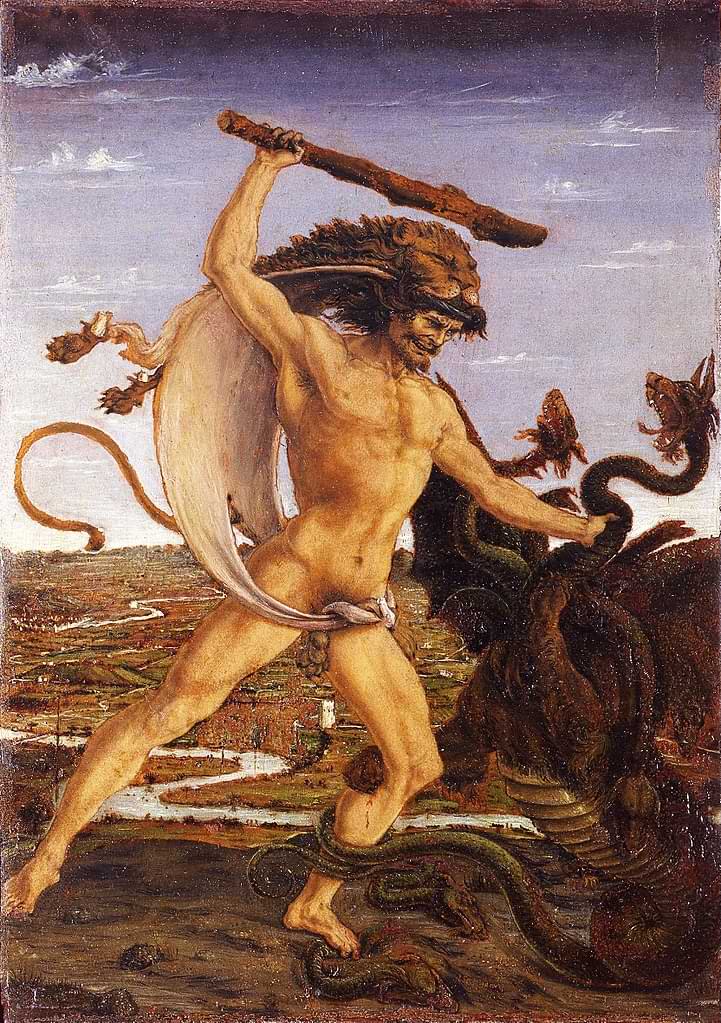 Hercules and the Hydra by Antonio del Pollaiuolo, c. 1475