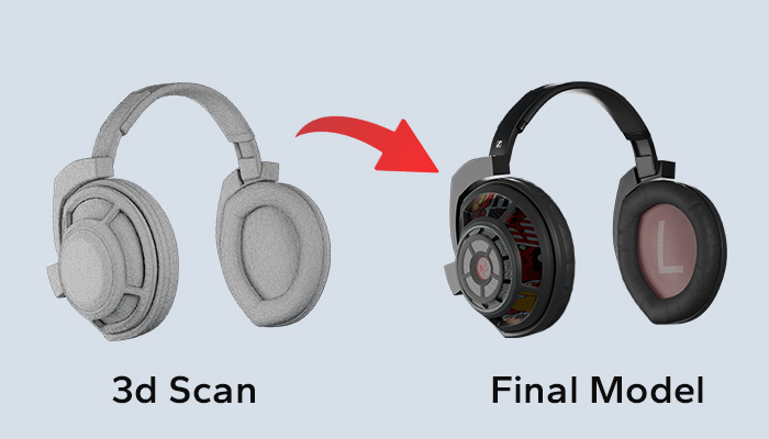 Comparison of optimised 3D scan and the final model