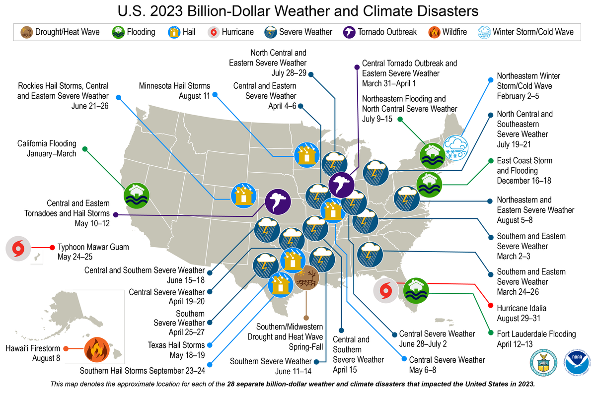 2023 US Billion Dollar Disaster Map