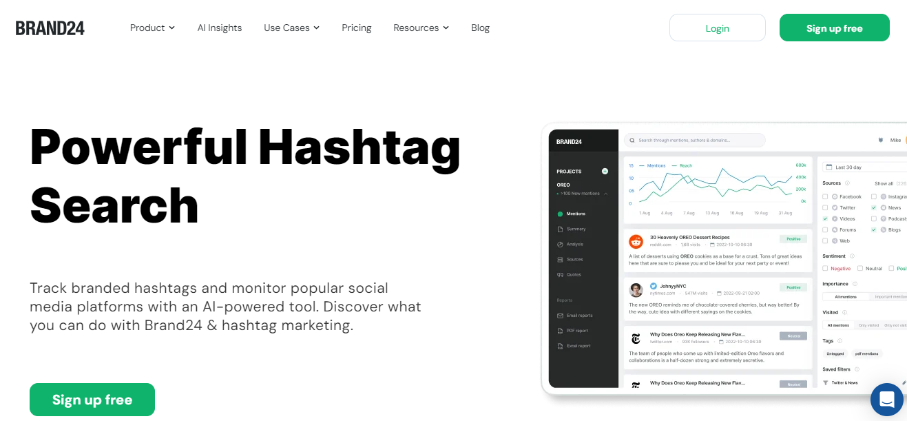 Brand24 Hashtag Search Page