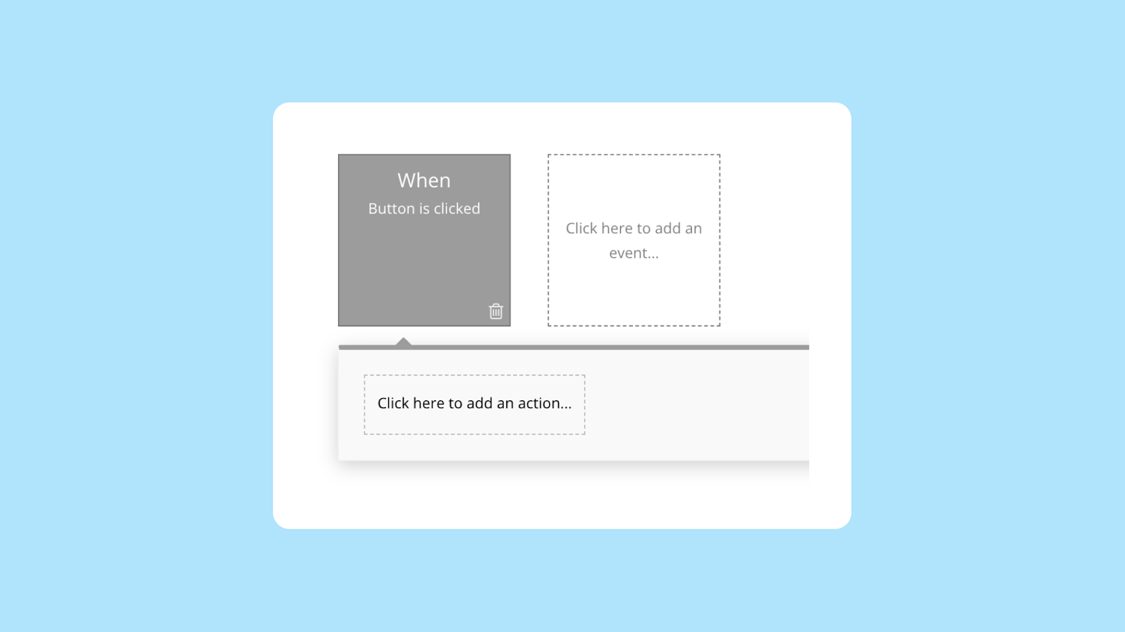 A screenshot of a new workflow for "When Button is clicked" being created.
