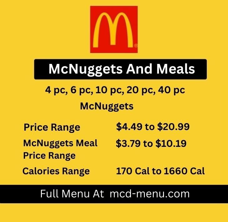 McNuggets and meals menu