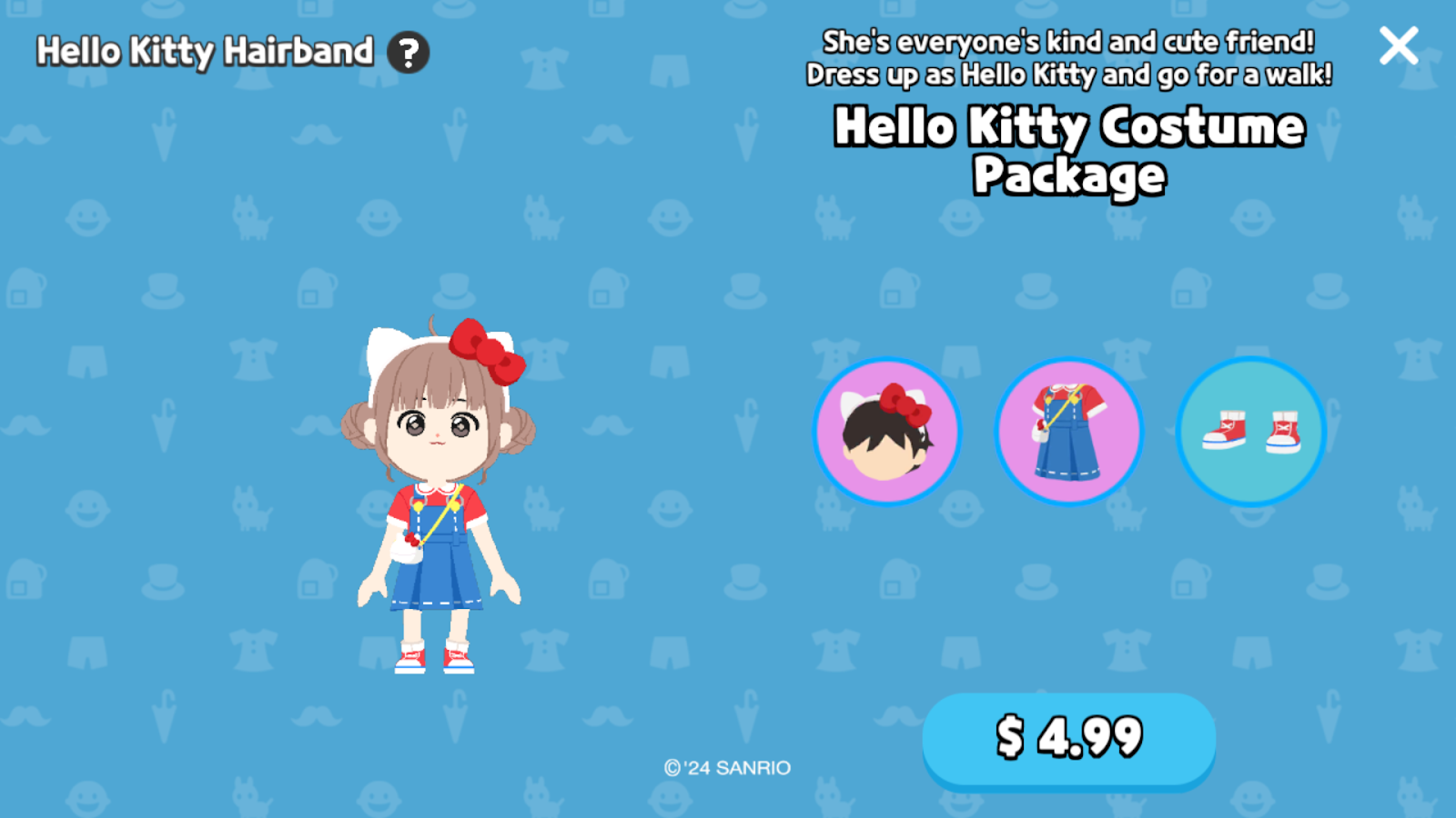 Hello Kitty costume package in Play Together