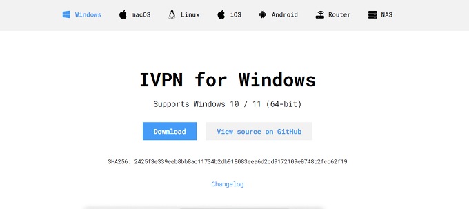 IVPN download page