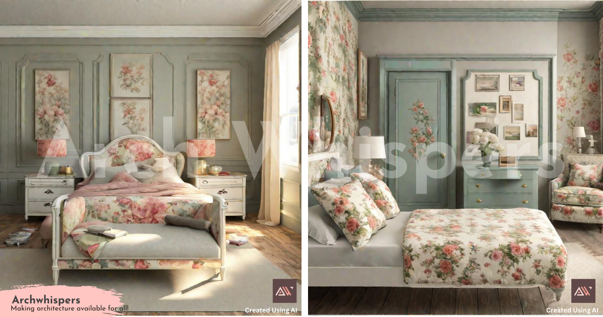 Floral-Themed Bedroom With Decoupage Furniture