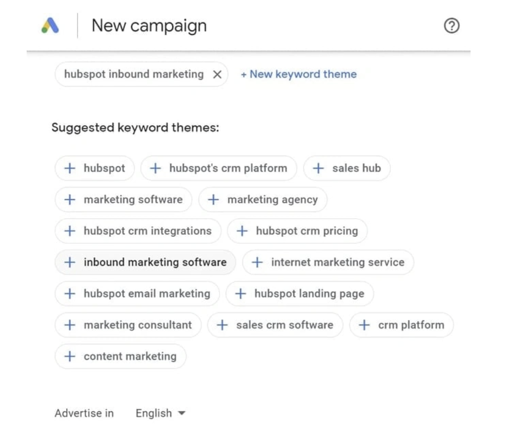 google ad examples, Add keyword themes.