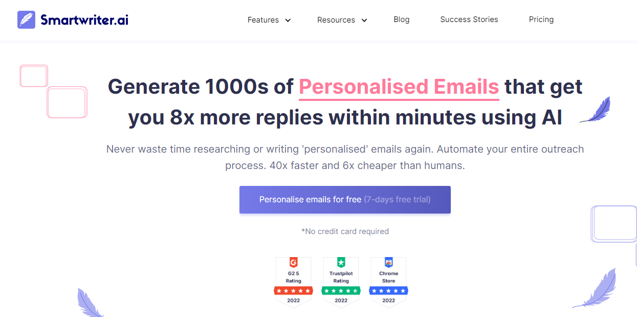 SmartWriter: Best for personalized cold outreach.