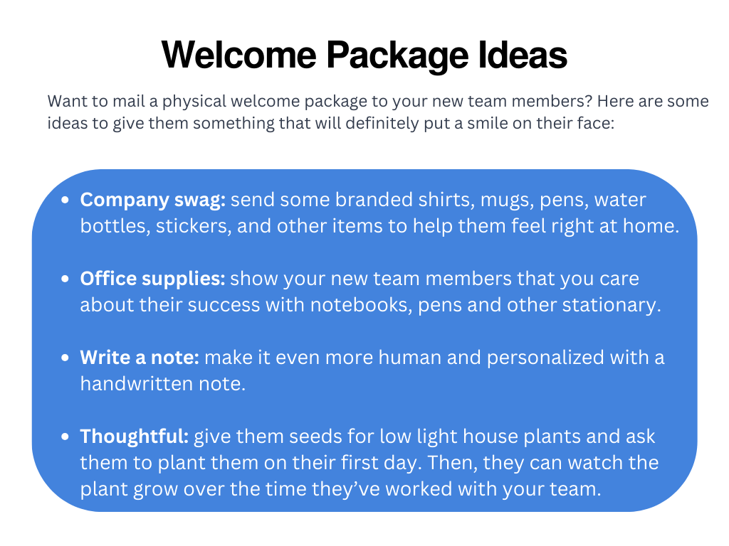 remote welcome package ideas
