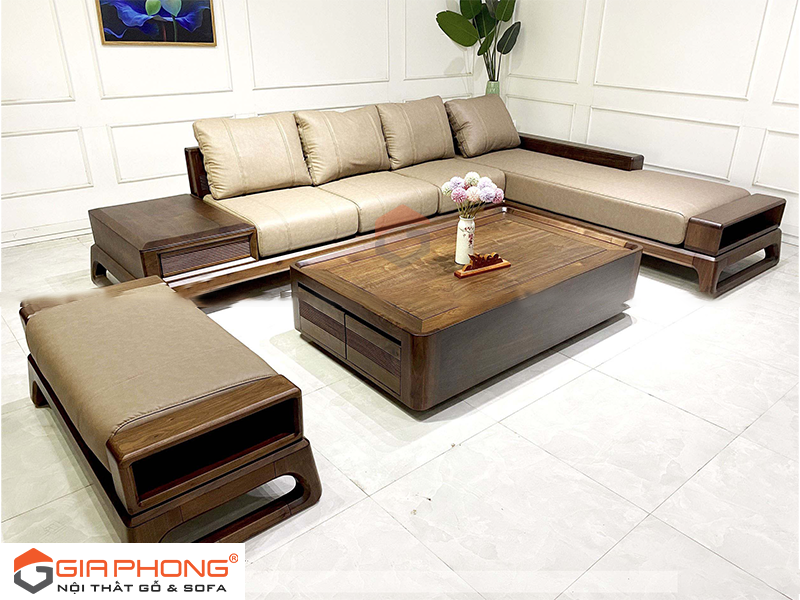 99+ Mẫu ghế sofa gỗ chữ L cho phòng khách đẹp, sang trọng