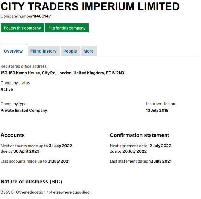 details of City Traders Imperium. 