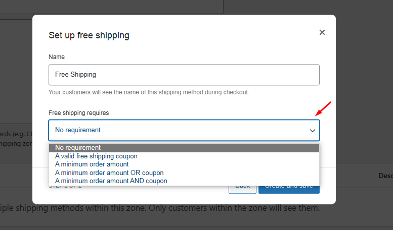 configure free shipping