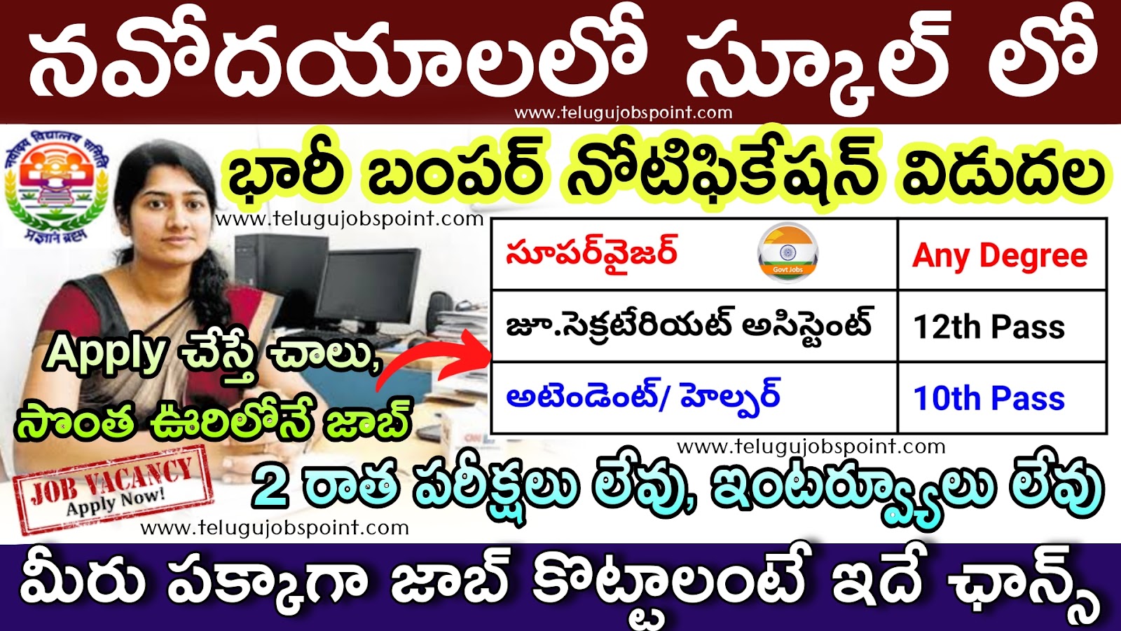 Navodaya Jobs 10th అర్హ‌త‌తో నవోదయ స్కూల్ లో 1370 పైగా ఉద్యోగ ఖాళీలు దరఖాస్తు చేశారా 