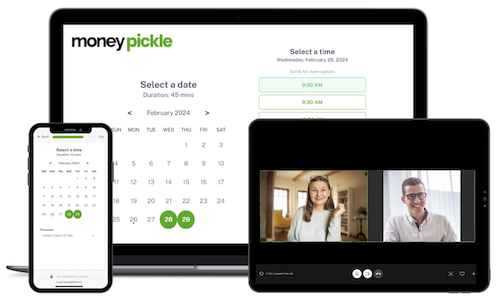 A view of a Money Pickle “schedule a call with an advisor” calendar. 