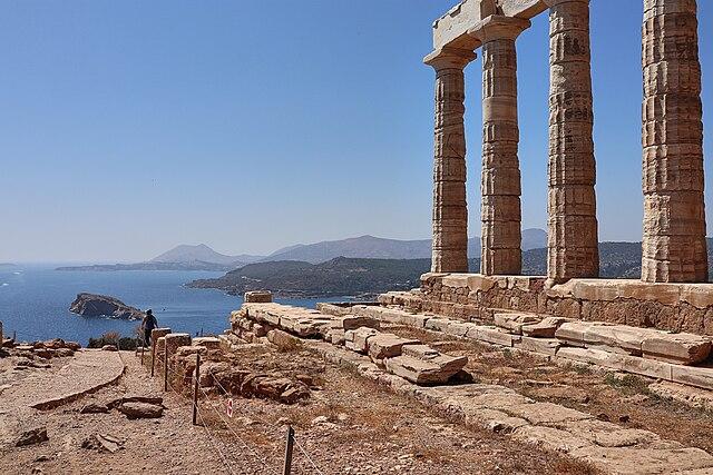 Cult and Worship of the Poseidon God. Temple of Poseidon at Cape Sounion.