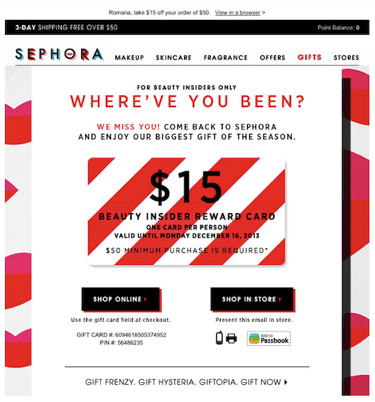 Sephora's reactivation campaign