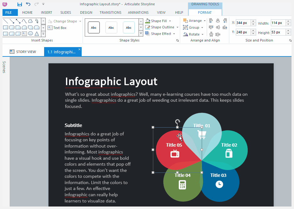 Colour selector for course slides within Articulate Storyline
