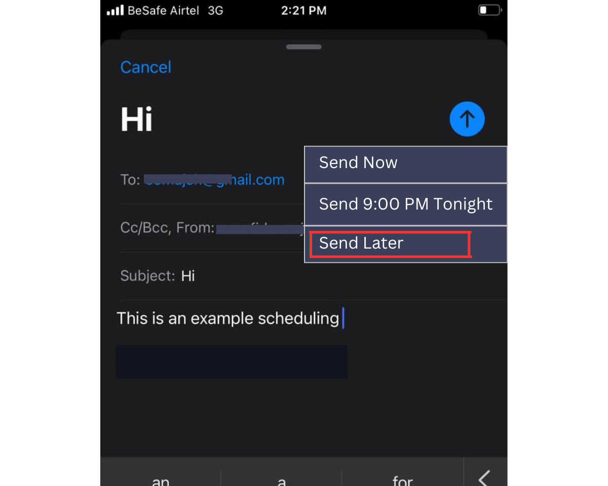 Showing a pop-up window saying Sand Later