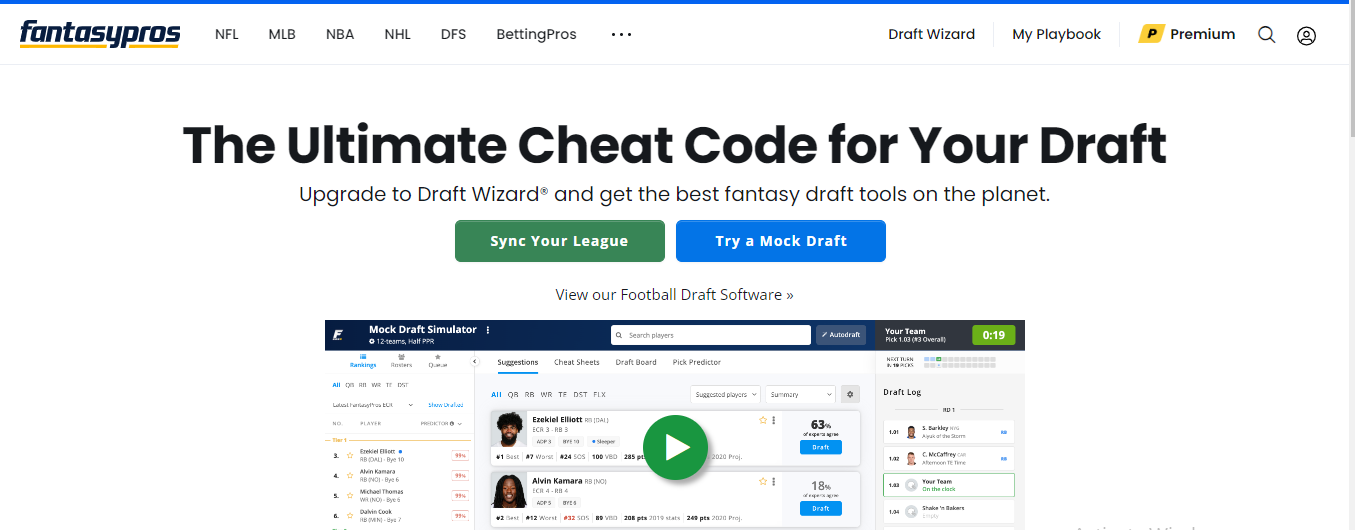 Fantasy Football Draft Wizard Fantasy Sports Game App